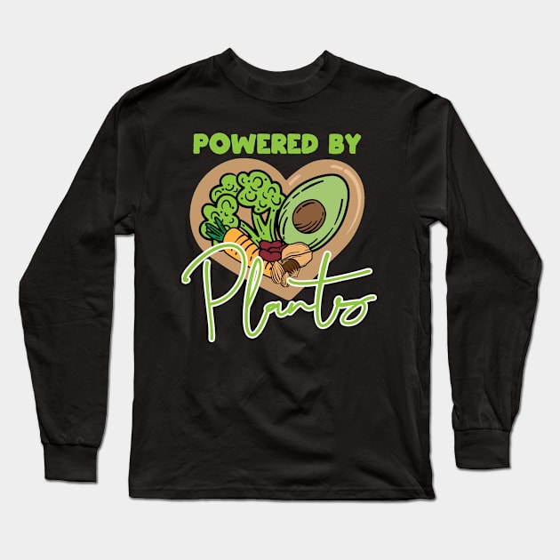 Powered By Plants Vegan Heart Long Sleeve T-Shirt by Herbivore Nation - Vegan Gifts